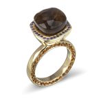 14K yellow gold, smokey quartz, blue sapphires, citrines PASH Jewellery Design, Gillian E. Batcher