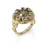 14K yellow gold, rose cut diamond, natural cube diamonds PASH Jewellery Design, Gillian E. Batcher