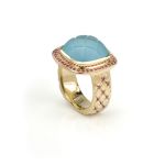 18K yellow gold, blue topaz, pink sapphires PASH Jewellery Design, Gillian E. Batcher