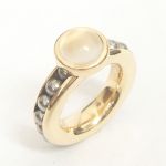 14K yellow gold, stainless steel ball bearings, moonstone PASH Jewellery Design, Gillian E. Batcher