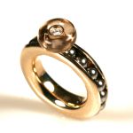 14K yellow gold, stainless steel, smokey quartz, diamond PASH Jewellery Design, Gillian E. Batcher