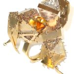 sterling silver, citrine, partially removed 18K yellow gold plating, silk cord PASH Jewellery Design, Gillian E. Batcher