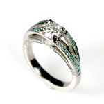 14K palladium white gold, white diamonds, blue diamonds PASH Jewellery Design, Gillian E. Batcher