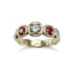 14K yellow gold, natural pink diamond, rubies, meteorite PASH Jewellery Design, Gillian E. Batcher